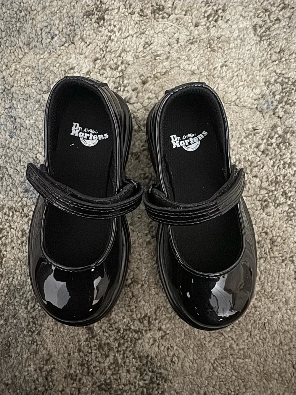 Dr. Martens Kids Black Patent Mary Jane Shoes with Strap